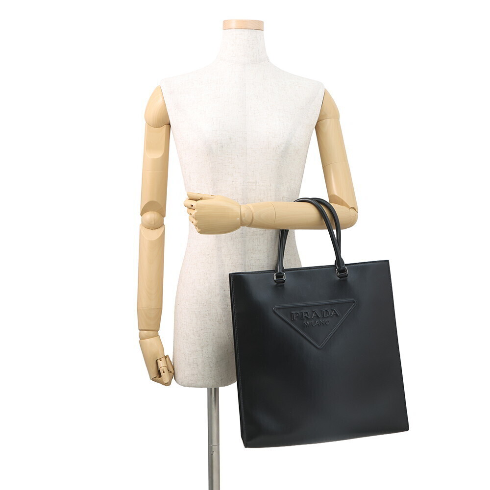 Prada Tote Bag Triangle Logo Black - Picture 4 of 12